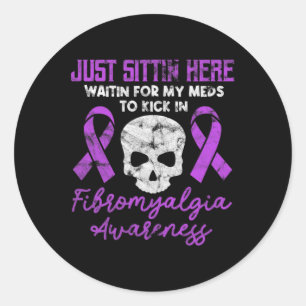Adesivo Redondo Fibromialgia Sensibilização Fibro Guerreiro Púrpur