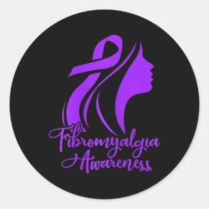 Adesivo Redondo Fibromialgia Sensibilização Fibro Guerreiro Roxo F