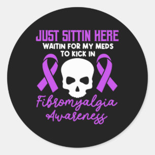 Adesivo Redondo Fibromialgia Sensibilização Fibro Guerreiro Roxo F