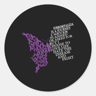Adesivo Redondo Fibromialgia Sensibilização Guerreira Suporte Roxo