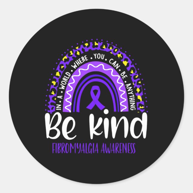 Adesivo Redondo Fibromialgia Sensibilização Leopard Arco-Íris Esco (Frente)