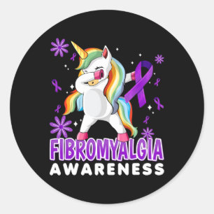 Adesivo Redondo Fibromialgia Unicórnio - Guerreiro Fibro