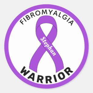 Adesivo Redondo Fibromialgia Warrior Ribbon White Round Sticker