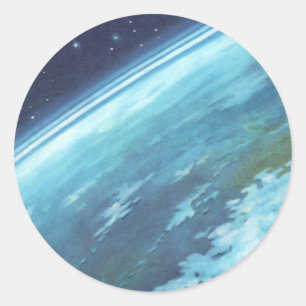 Adesivo Redondo Ficção científica vintage, Terra à noite com estre