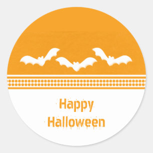 Adesivo Redondo Fichas de Halloween, Laranja e Branco, desaparecid