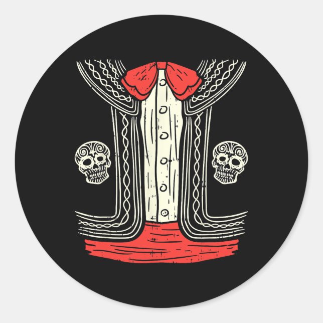 Adesivo Redondo Ficheiro de roupa mexicano do Halloween Mariachi M (Frente)