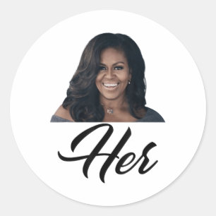 Adesivo Redondo Fiddlesticks Camisetas Mulher Michelle Obama - Azu