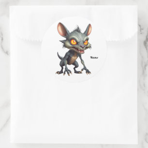 Adesivo Redondo Fierce Chupacabra Art Spiky Pele Criatura Fantasia