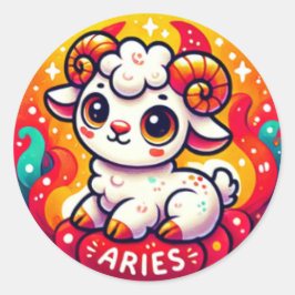 Adesivo Redondo Fiery Aries Baby Ram Sticker