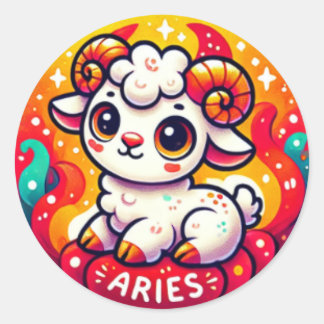 Adesivo Redondo Fiery Aries Baby Ram Sticker