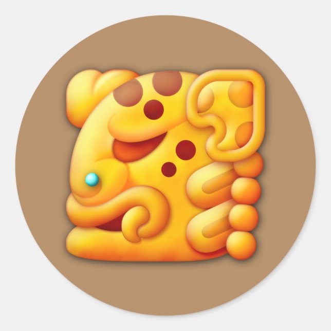 Adesivo Redondo Fiery Maya Animal Head (Frente)