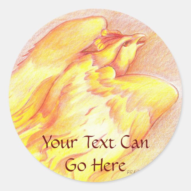 Adesivo Redondo Fiery Phoenix Stickers (Frente)