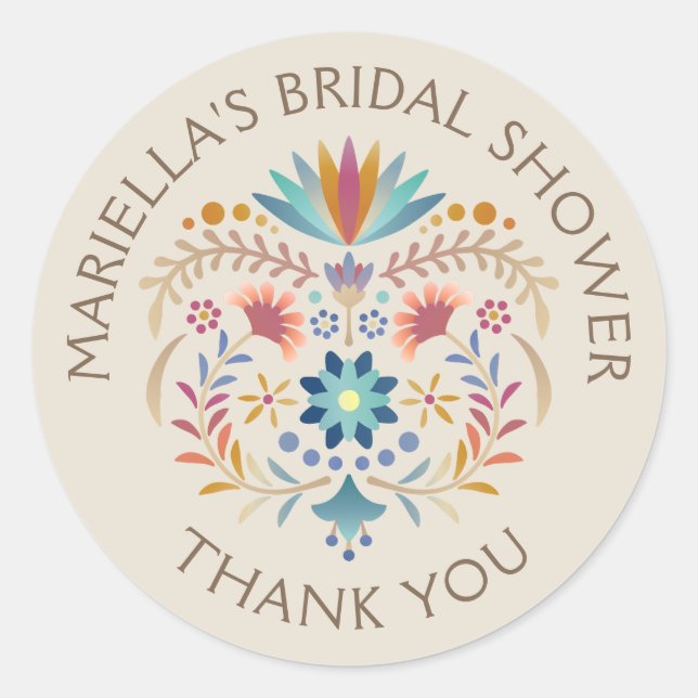 Adesivo Redondo Fiesta Boho Birthday Chá Wedding (Frente)