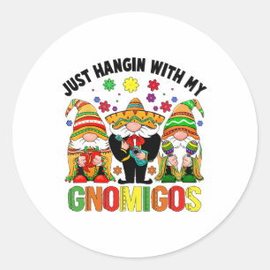 Adesivo Redondo Fiesta Cinco De Mayo Com Meus Gnomies Engraçado Me