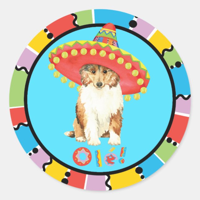 Adesivo Redondo Fiesta Collie Classic Round Sticker (Frente)