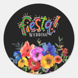 Adesivo Redondo Fiesta Colorful Watercolor Floral Wedding Classic