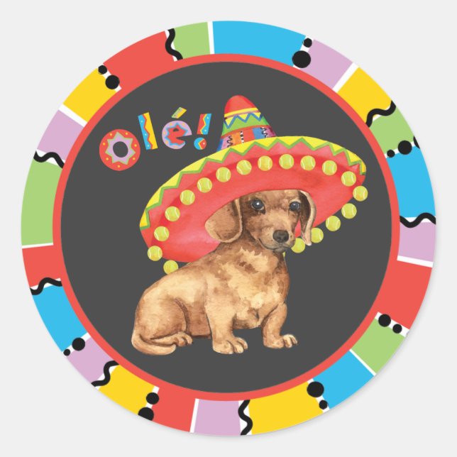 Adesivo Redondo Fiesta Dachshund (Frente)