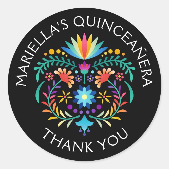 Adesivo Redondo Fiesta Floral Birthday Chá Wedding (Frente)