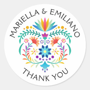 Adesivo Redondo Fiesta Floral Birthday Chá Wedding