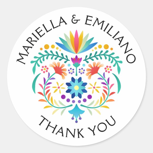 Adesivo Redondo Fiesta Floral Birthday Chá Wedding (Frente)