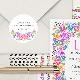 Adesivo Redondo Fiesta Floral Chá de panela