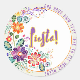 Adesivo Redondo FIESTA Folkart Flores Personalizado