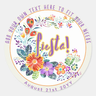 Adesivo Redondo FIESTA Folkart Flores Personalizado
