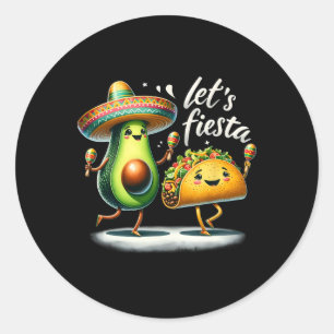 Adesivo Redondo Fiesta Squad Avocado Tacos Vamos Fiesta Funny Cinc