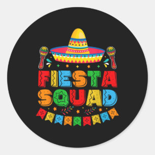 Adesivo Redondo Fiesta Squad Cinco De Mayo Mexicano Taco Guitar Ci