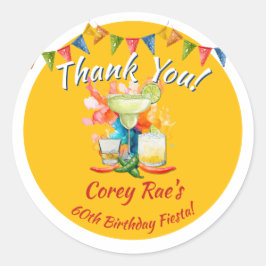 Adesivo Redondo Fiesta Theme Birthday Thank You - 60th Custom