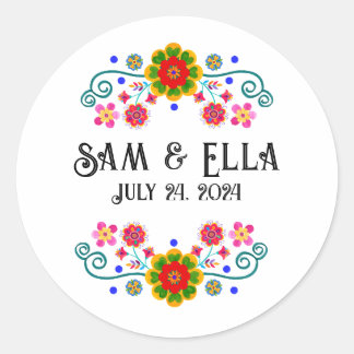 Adesivo Redondo Fiesta Wedding Stickers - Personalizar para o seu 
