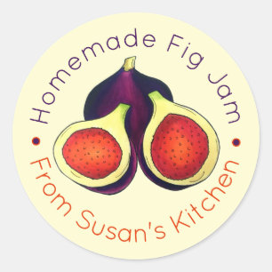Adesivo Redondo Fig Jam Jelly, Homemade, Preserva Números Banidos 