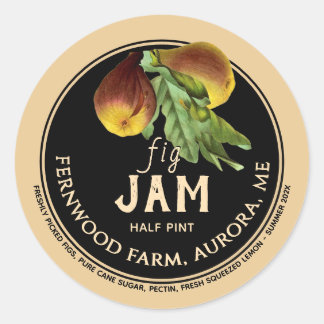 Adesivo Redondo Fig Jam Jelly Jar Label Kraft Homemade