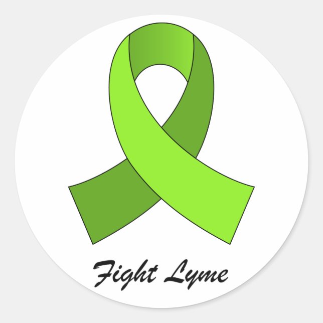 Adesivo Redondo Fight Lyme Ribbon Sticker (Frente)