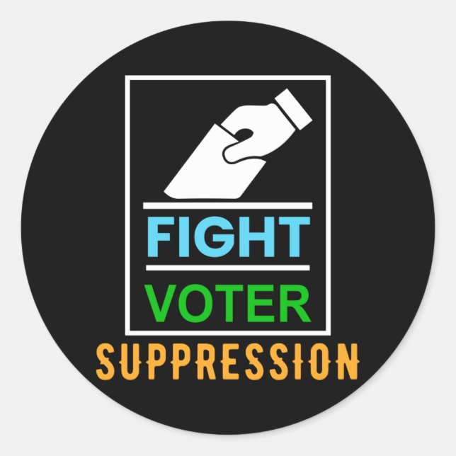 Adesivo Redondo Fight Voter Suppression - Election Design (Frente)