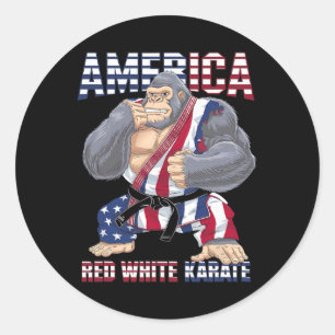 Adesivo Redondo Fighter Americano do Gorilla Karate - White Karate