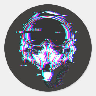Adesivo Redondo Fighter Pilot Helmet Glitt (Efeito de falha do cap