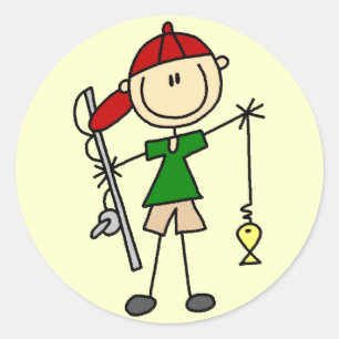 Adesivo Redondo Figura camiseta e presentes da vara da pesca