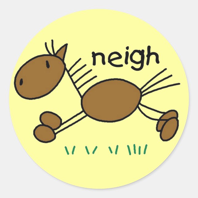 Adesivo Redondo Figura camiseta e presentes da vara do cavalo (Frente)