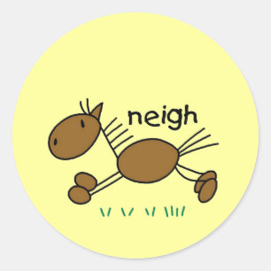 Adesivo Redondo Figura camiseta e presentes da vara do cavalo