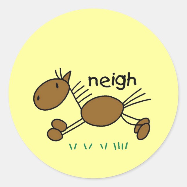 Adesivo Redondo Figura camiseta e presentes da vara do cavalo (Frente)