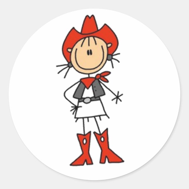 Adesivo Redondo Figura da Cowgirl Stick (Frente)