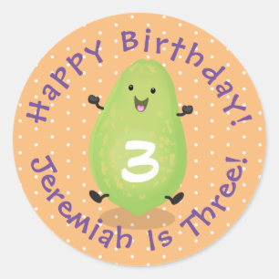 Adesivo Redondo Figura de desenho animado da pata de papaya kawaii