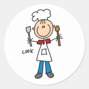 Adesivo Redondo Figura de Palito Cozinheiro