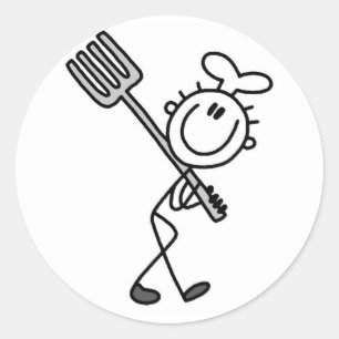 Adesivo Redondo Figura de palito de chef com garfo