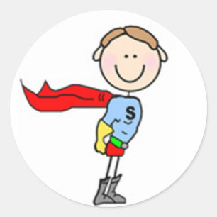 Adesivo Redondo Figura do Super Boy Stick