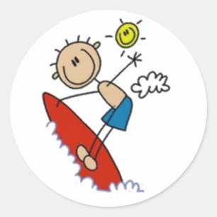 Adesivo Redondo Figura do Surfing Stick