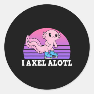 Adesivo Redondo Figura I Axel Alotl Ice Skating Axolotl