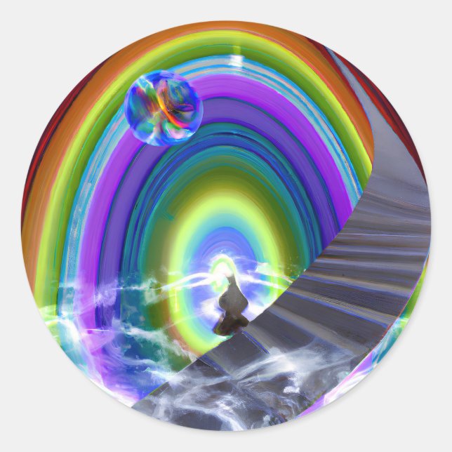 Adesivo Redondo Figura Misteriosa no Stargate Inter-Dimensional (Frente)