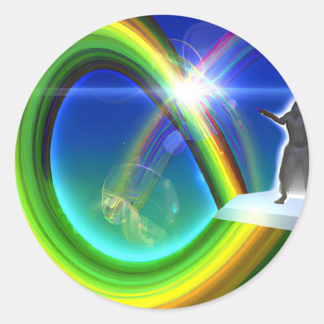 Adesivo Redondo Figura Misteriosa no Stargate Inter-Dimensional (Frente)